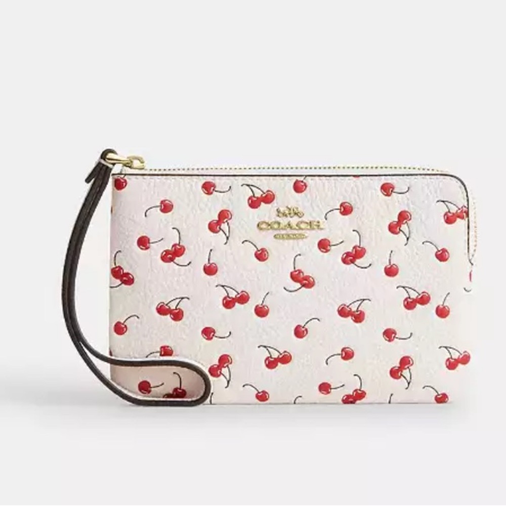 Coach Cherry Corner Zip Wristlet 🍒